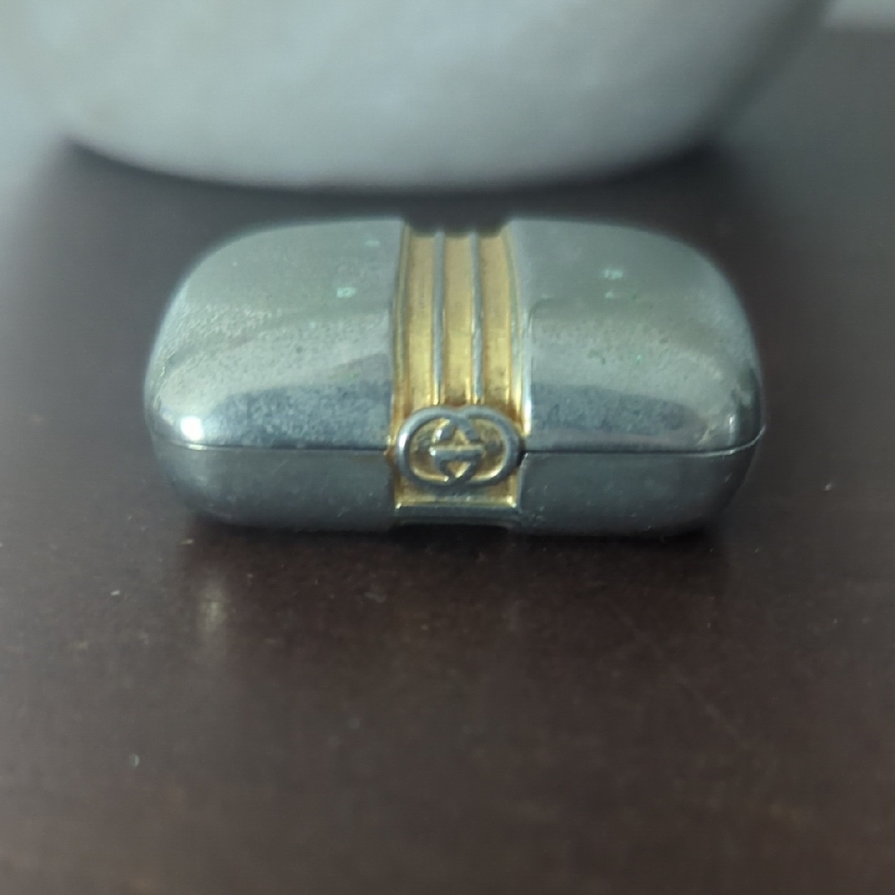 Vintage 1980s Gucci Gold Silver Tone Metal Soap Jewellery Pill Box